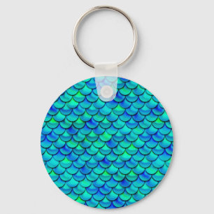 Falln Aqua Blue Scales Keychain