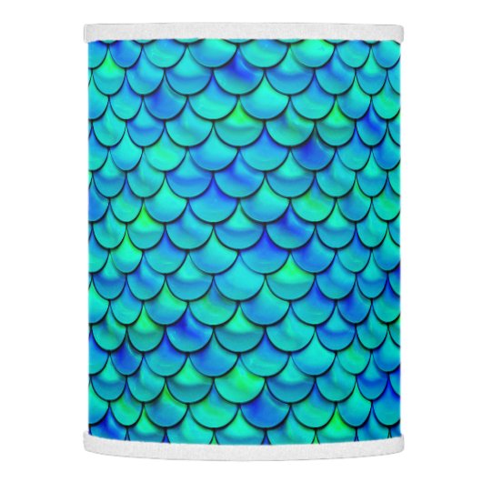 Falln Aqua Blue Scales Lamp Shade (Left)