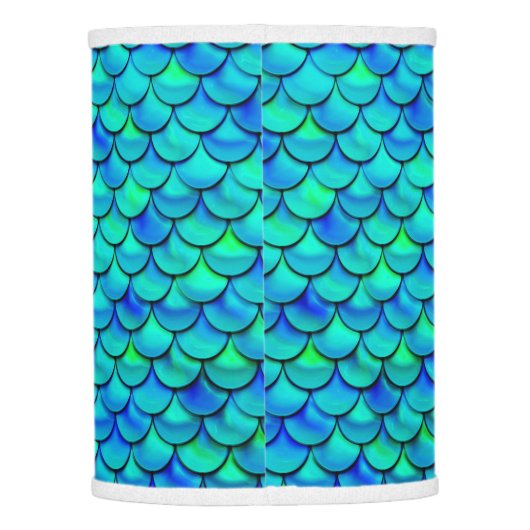 Falln Aqua Blue Scales Lamp Shade (Back)