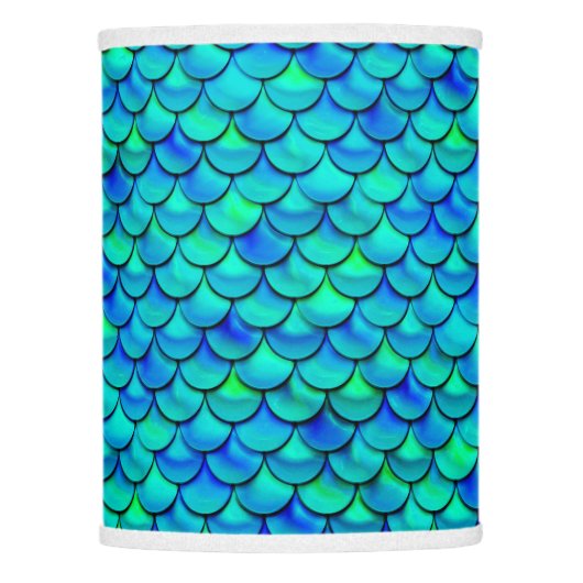 Falln Aqua Blue Scales Lamp Shade (Front)
