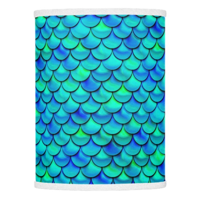 Falln Aqua Blue Scales Lamp Shade (Front)