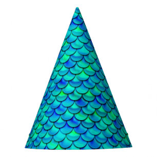 Falln Aqua Blue Scales Party Hat
