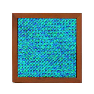 Falln Aqua Blue Scales Pencil Holder