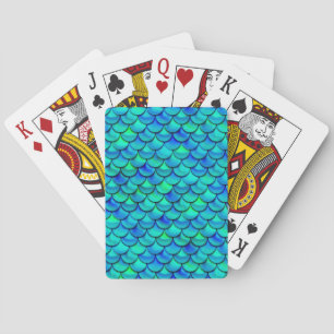 Falln Aqua Blue Scales Poker Cards