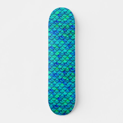Falln Aqua Blue Scales Skateboard Deck