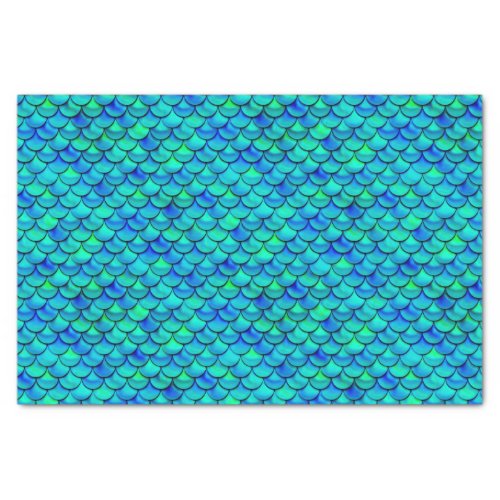 Falln Aqua Blue Scales Tissue Paper