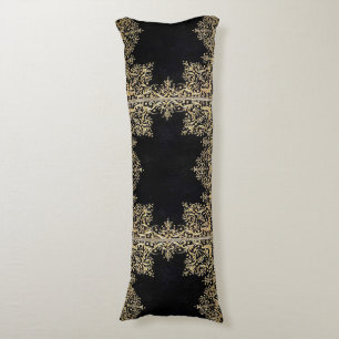 Falln Black And Gold Filigree Body Pillow