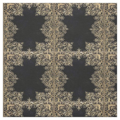 Falln Black And Gold Filigree Fabric