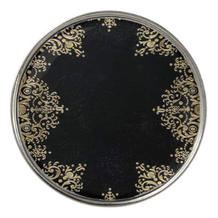 Falln Black And Gold Filigree Golf Ball Marker