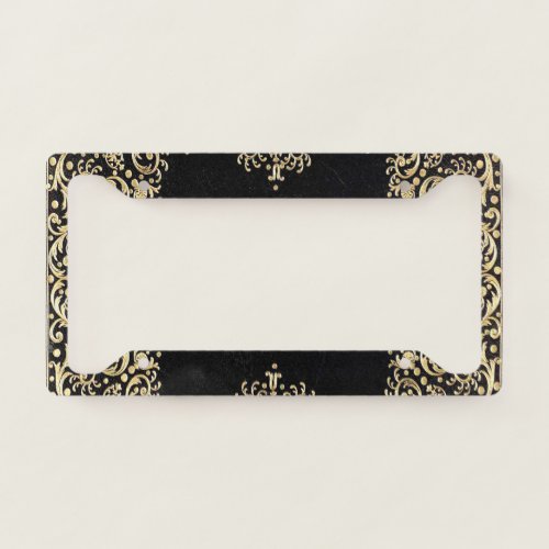 Falln Black And Gold Filigree License Plate Frame