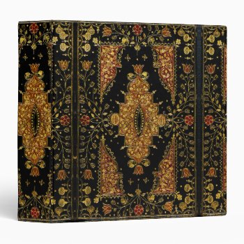 Falln Black And Gold Floral Book 3 Ring Binder by FallnAngelCreations at Zazzle