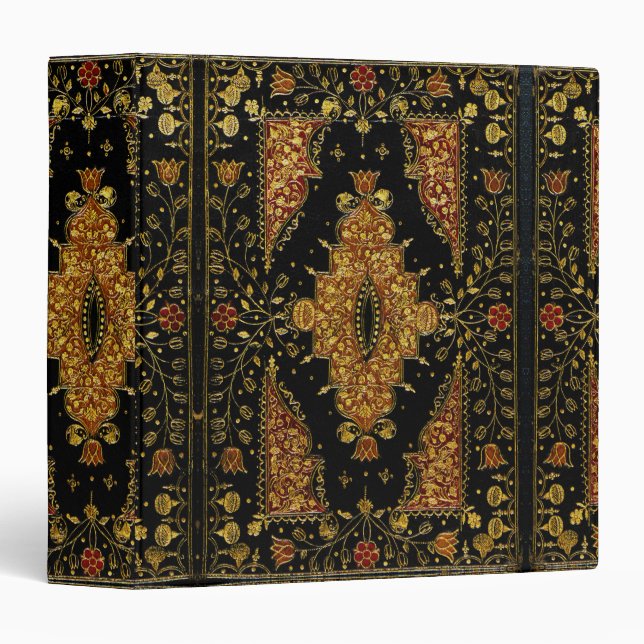 Falln Black and Gold Floral Book 3 Ring Binder (Front/Spine)