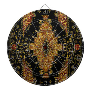 Falln Black and Gold Floral Dart Board