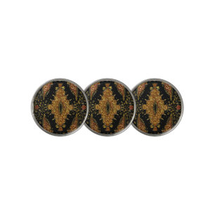Falln Black and Gold Floral Golf Ball Marker