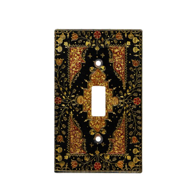 Falln Black and Gold Floral Light Switch Cover (Front)