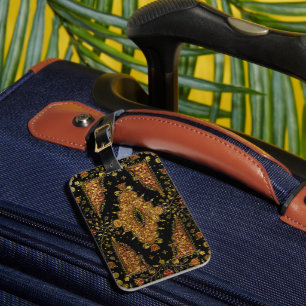 Falln Black and Gold Floral Luggage Tag