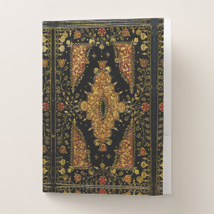 Falln Black and Gold Floral Pocket Folder