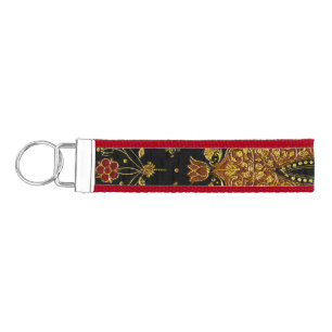 Falln Black and Gold Floral Wrist Keychain