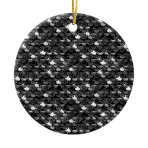 Falln Black and White Scales Ceramic Ornament