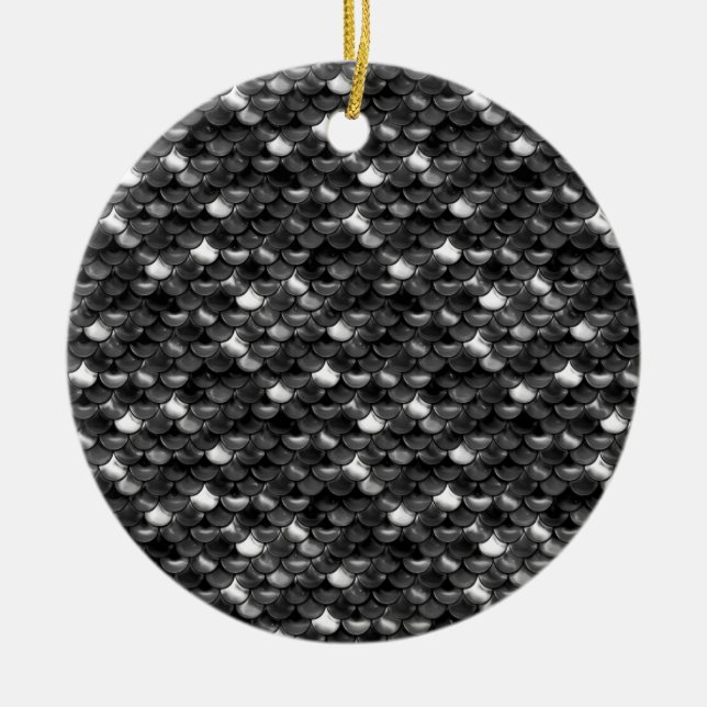 Falln Black and White Scales Ceramic Ornament (Front)