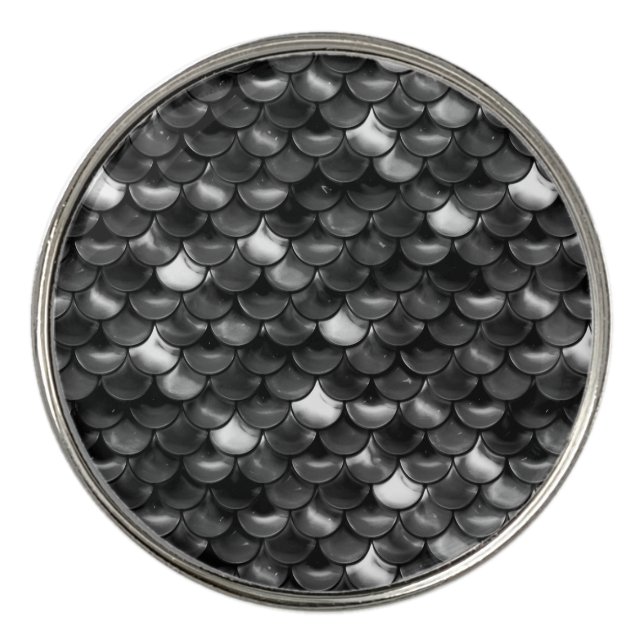 Falln Black and White Scales Golf Ball Marker (Front)
