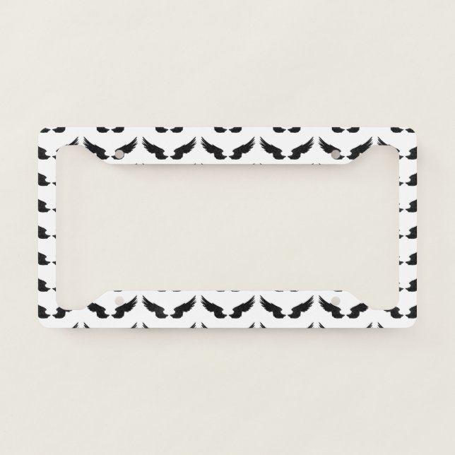 Falln Black Angel Wings License Plate Frame (Front)