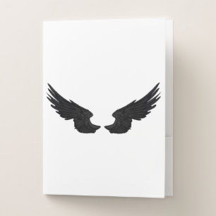 Falln Black Angel Wings Pocket Folder