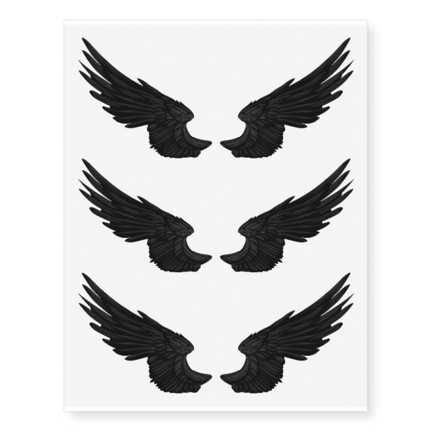 fake tatoo black angel wing Halloween 8.25&quot; temporary arm tattoo |  eBay
