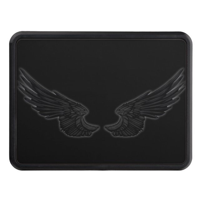 Falln Black Angel Wings Tow Hitch Cover (Front)