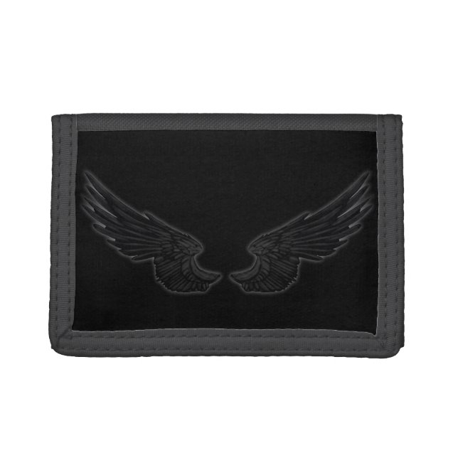 Falln Black Angel Wings Tri-fold Wallet (Front)