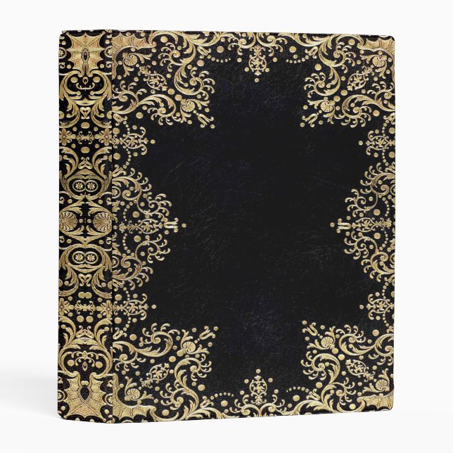 Falln Black Gold Filigree Book Mini Binder (Front/Spine)