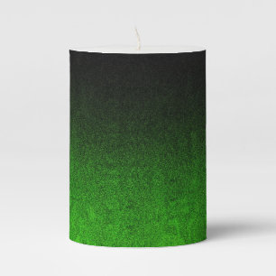 Falln Black & Green Glitter Gradient Pillar Candle