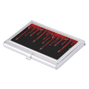 Falln Blood Drips Black Business Card Holder