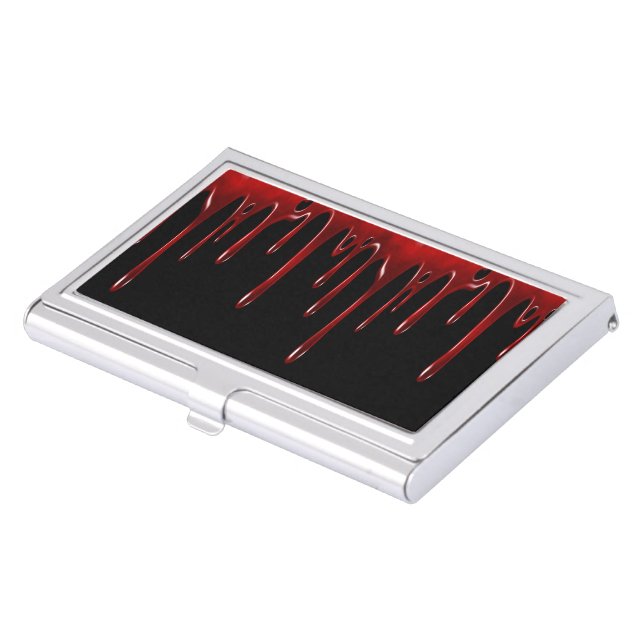 Falln Blood Drips Black Business Card Holder (Front)