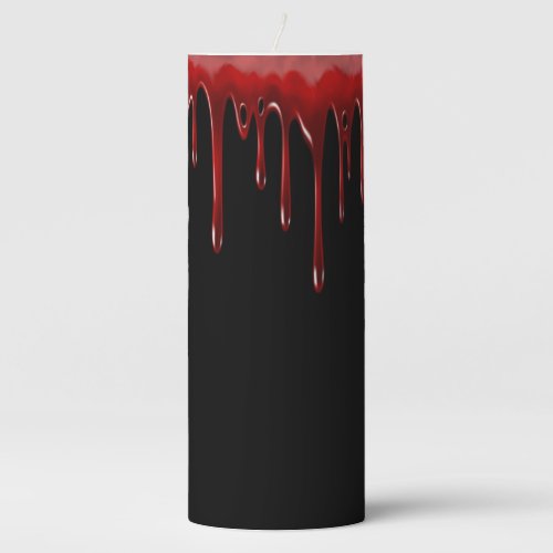 Falln Blood Drips Black Pillar Candle