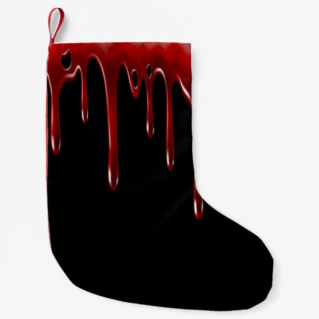 Falln Blood Drips Black Small Christmas Stocking (Front)