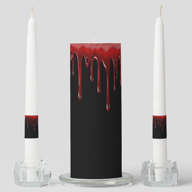 Falln Blood Drips Black Unity Candle Set (Front)