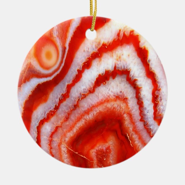 Falln Blood Orange Agate. Ceramic Ornament (Front)