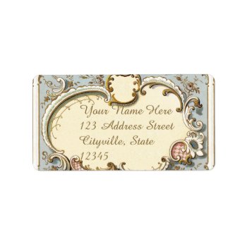 Falln Blue And Gold Victorian Frame Label by FallnAngelCreations at Zazzle