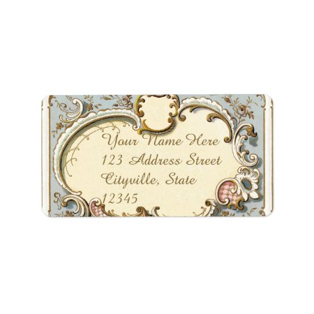 Falln Blue And Gold Victorian Frame Label