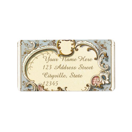 Falln Blue and Gold Victorian Frame Label