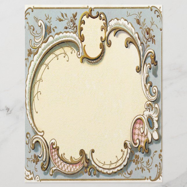 Falln Blue and Gold Victorian Frame Letterhead (Front)