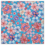 Falln Blue Cascading Floral Chirimen Fabric