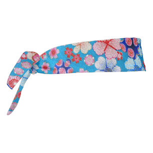 Falln Blue Cascading Floral Chirimen Tie Headband
