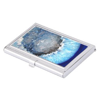 Falln Blue Crystal Geode Case For Business Cards by FallnAngelCreations at Zazzle