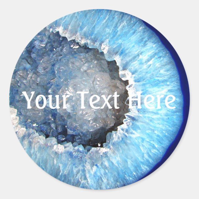 Falln Blue Crystal Geode Classic Round Sticker (Front)
