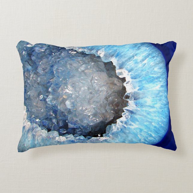 Falln Blue Crystal Geode Decorative Pillow (Front)