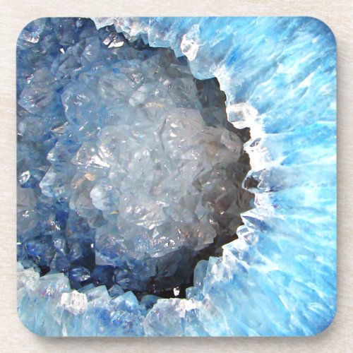 Falln Blue Crystal Geode Drink Coaster