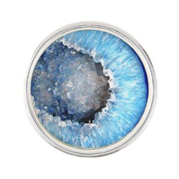 Falln Blue Crystal Geode Lapel Pin by FallnAngelCreations at Zazzle