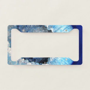 Falln Blue Crystal Geode License Plate Frame